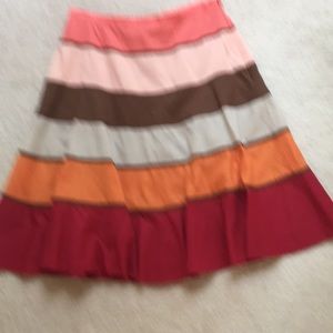 Flared striped skirt with side zipper